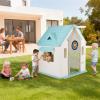 Kids Cottage Playhouse with Magnetic Dartboard, Basketball Hoop, Ring Toss & Soccer Goal  Indoor & Outdoor Playhouse view 2