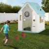 Kids Cottage Playhouse with Magnetic Dartboard, Basketball Hoop, Ring Toss & Soccer Goal  Indoor & Outdoor Playhouse view 3