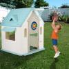 Kids Cottage Playhouse with Magnetic Dartboard, Basketball Hoop, Ring Toss & Soccer Goal  Indoor & Outdoor Playhouse view 4