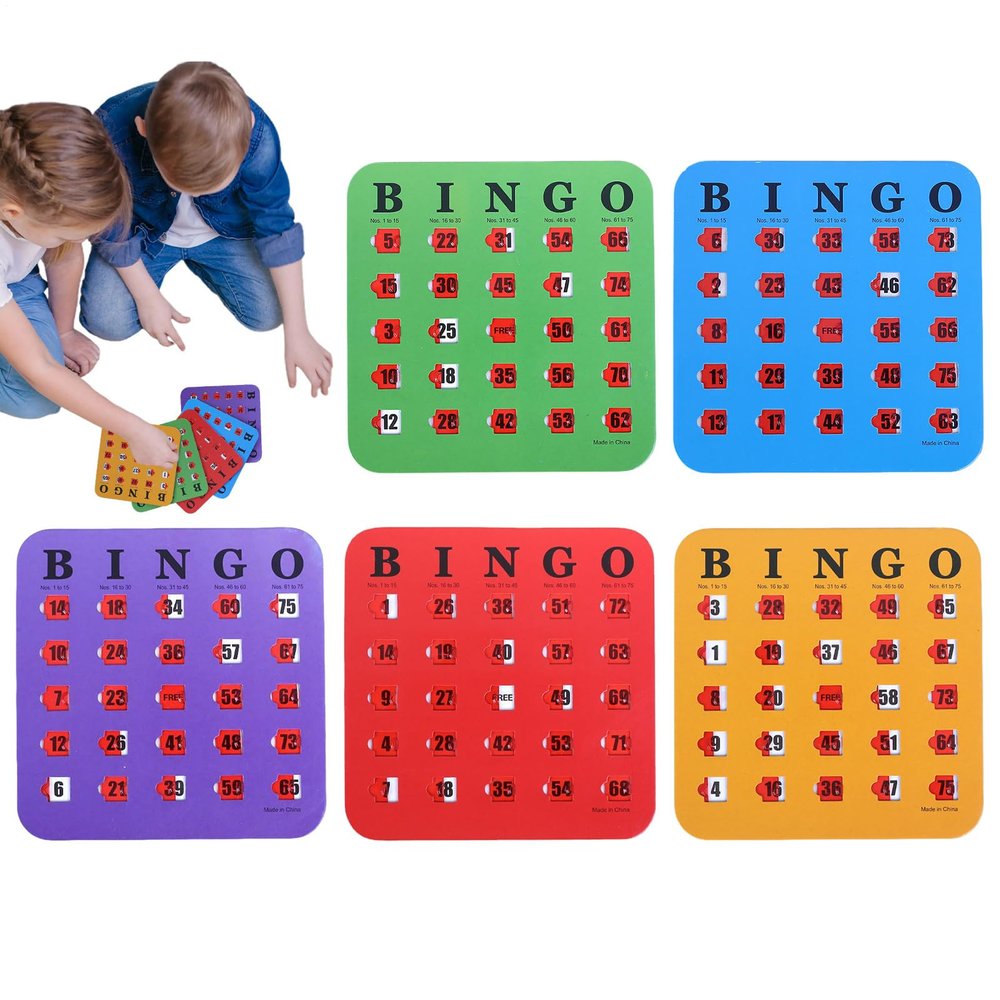 Bingo Cards Paper 17x17.4cm 200g | Slide Bingo Cards| Reusable Game Supplies | Portable Party Family Game Set for Home School Office Travel Camping Entertainment & Logic Thinking Fun