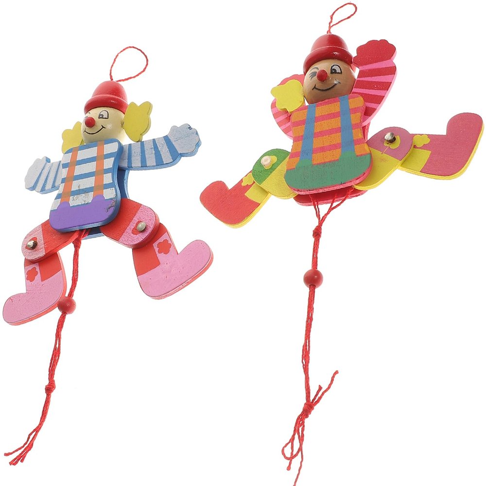 Abaodam 2Pcs Clown Marionette Puppet Wooden String Puppets for Interactive Family Reunion Enhancing Creativity Imagination and Finger Flexibility Handcrafted Plaything for Performances and
