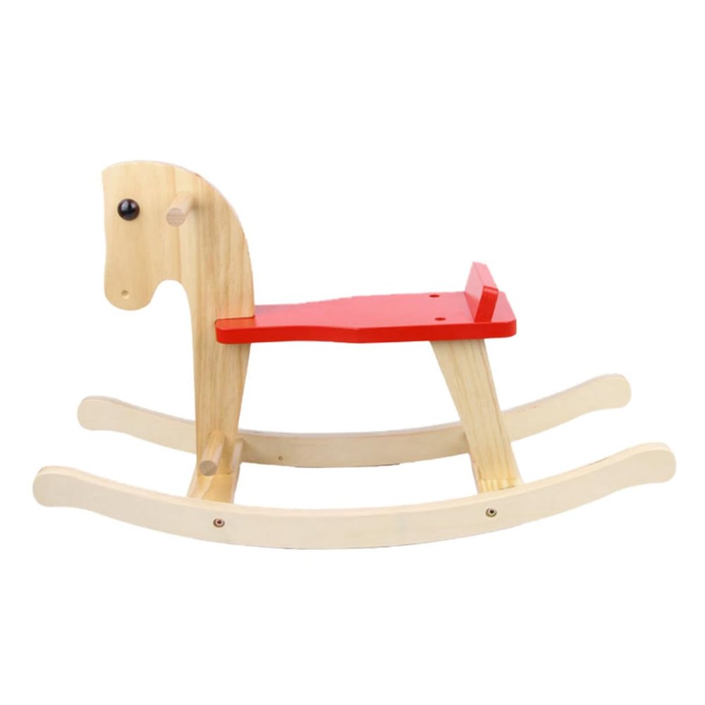 Yardwe Wooden Rocking Horse Chair Rocking Lovely Animal Seat for Birthday Boy Girl Riding Plaything