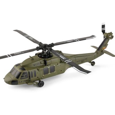 AERFGDE RC Helicopter Brushless Motor 4CH,2.4G K170 Green Remote Control Helicopter,6-Axis Gyro Altitude Hovering,RC Aircraft Single Wing Aileronless,for Adults Beginners (2 Batteries Version)