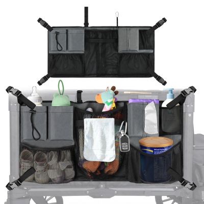 Adjustable Straps & Buckles Stroller Wagon Cargo Net Organizer, Wagon Accessories Compatible with WONDERFOLD W-Series Models, Large Capacity Mesh Cargo Storage Bag with Sorting Pockets for Keenz Wagon