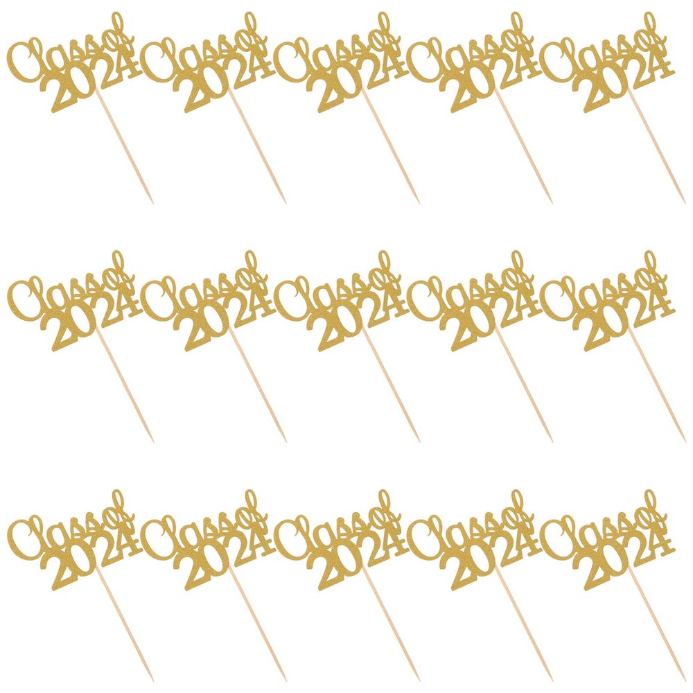 DEARMAMY 15pcs Graduation Cake Picks Class of Cupcake Toppers Party Decorations Dessert Picks for Graduation Celebrations and Cake Centerpieces