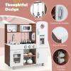 Costzon Kids Kitchen Playset, Toddler Pretend Cooking Kitchen w/Utensils, Oven, Cabinets, Faucet, Sink, Telephone & Cooking Accessories, Wooden Play Kitchen for Kids, Gift for Age 3+ (Brown) view 3