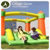 Outfunny Bounce House with Slide, Inflatable Bouncy House for Kids 3-8, Outdoor&Indoor, Bounce Area 8'x8', Capacity 400 lb - Green view 4