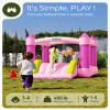 Outfunny Bounce House with Slide, Inflatable Bouncy House for Kids 3-8, Outdoor&Indoor, Bounce Area 8'x8', Capacity 400 lb - Pink view 2