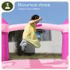 Outfunny Bounce House with Slide, Inflatable Bouncy House for Kids 3-8, Outdoor&Indoor, Bounce Area 8'x8', Capacity 400 lb - Pink view 3