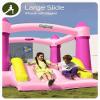 Outfunny Bounce House with Slide, Inflatable Bouncy House for Kids 3-8, Outdoor&Indoor, Bounce Area 8'x8', Capacity 400 lb - Pink view 4