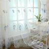HooHero Blue European Style Simple Water-Soluble Embroidered Sheer Curtains Home Decoration Rod Pocket Gauze Tulle Voile for Living Kids Baby Room Bedroom(1 Panel, W 100 x L 102 inch, Blue) view 1