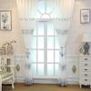 HooHero Blue European Style Simple Water-Soluble Embroidered Sheer Curtains Home Decoration Rod Pocket Gauze Tulle Voile for Living Kids Baby Room Bedroom(1 Panel, W 100 x L 102 inch, Blue) view 2