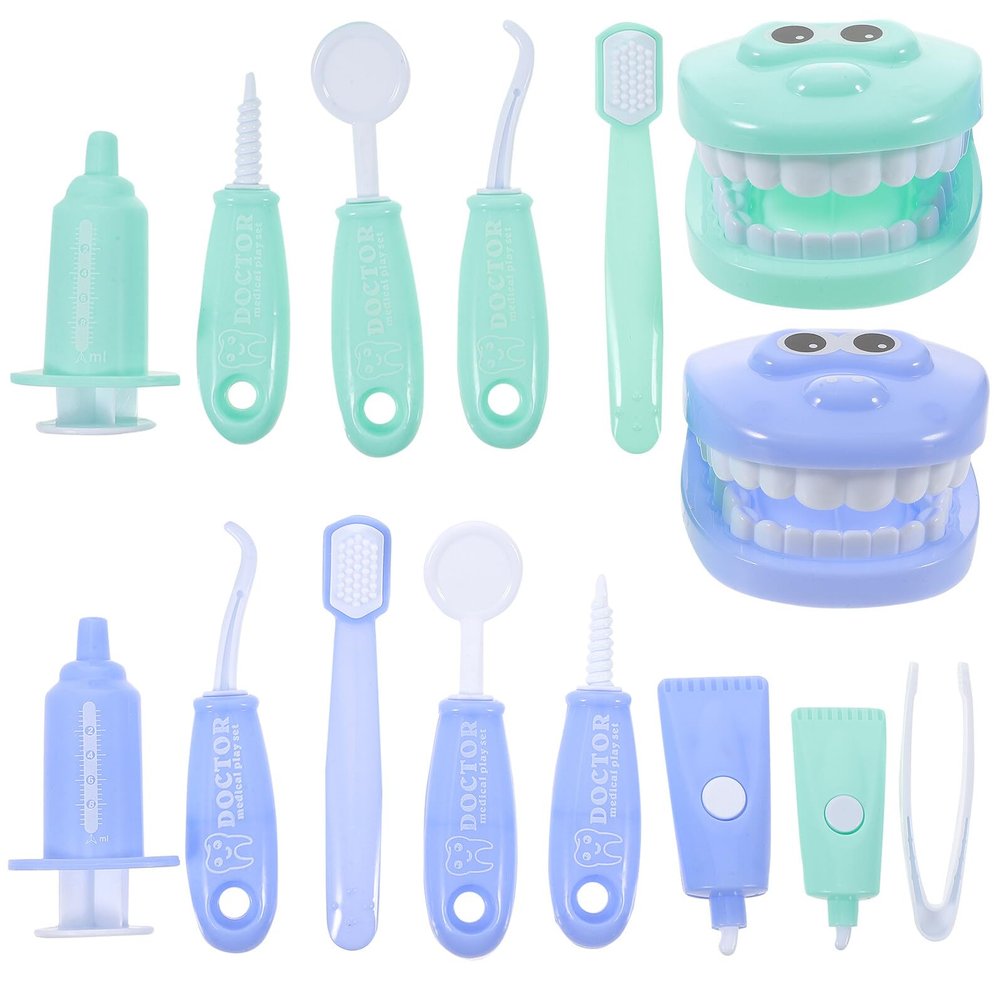 Gogogmee 2 Sets Dentist Playset Pretend Medical Role Play with Realistic Dental Tools for Boys Preschool Educational Simulation Kit for Building Confidence and Reducing Fear of Doctors