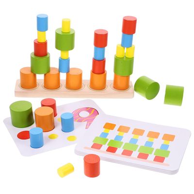 Alasum Educational Cylinder Stacking Blocks for Balanced Smooth-Edge Building to Develop Hand-Eye Coordination Imagination and Social Skills Compact and Portable Early Learning Plaything