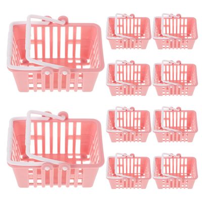 Beaupretty 10pcs Mini Shopping Basket with Handles for Dollhouse Accessories Tiny Pretend Play Props for Imaginative Roleplay Small Storage Baskets for Dollhouse Decor and Skill Development