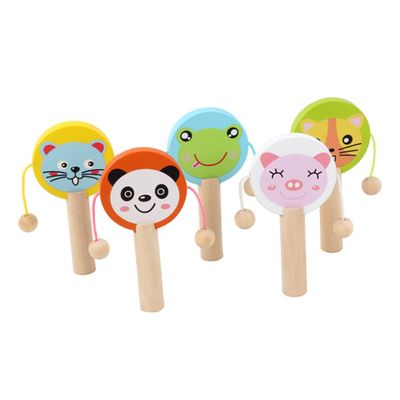 Abaodam 5pcs Wooden Rattle Cartoon Animal Design Handheld Hand Training Plaything for Boy Girl Early Learning Lightweight Portable