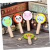 Abaodam 5pcs Wooden Rattle Cartoon Animal Design Handheld Hand Training Plaything for Boy Girl Early Learning Lightweight Portable view 4