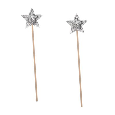CHILDWEET 2pcs Glitter Star Wands for Lightweight Fairy Sticks Costume Props for Birthday Parties Halloween and Festival Play