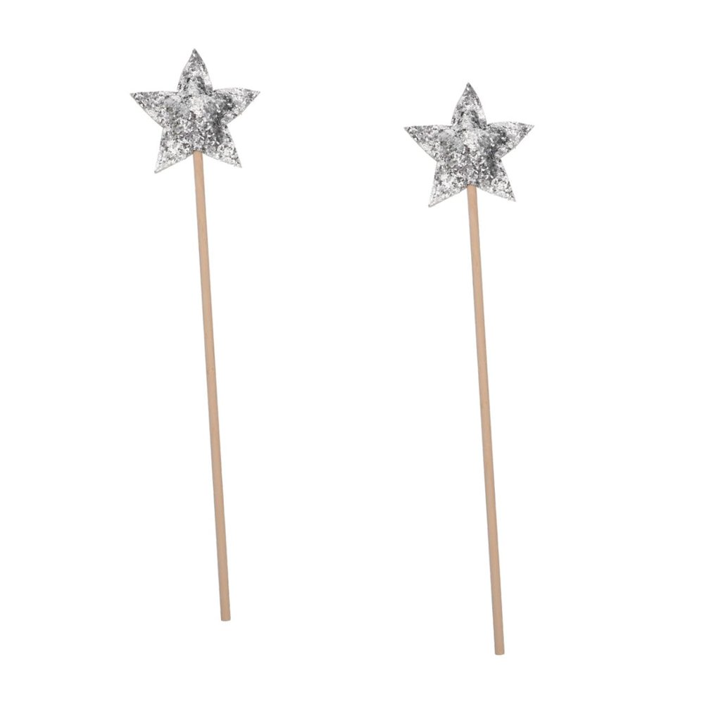 CHILDWEET 2pcs Glitter Star Wands for Lightweight Fairy Sticks Costume Props for Birthday Parties Halloween and Festival Play