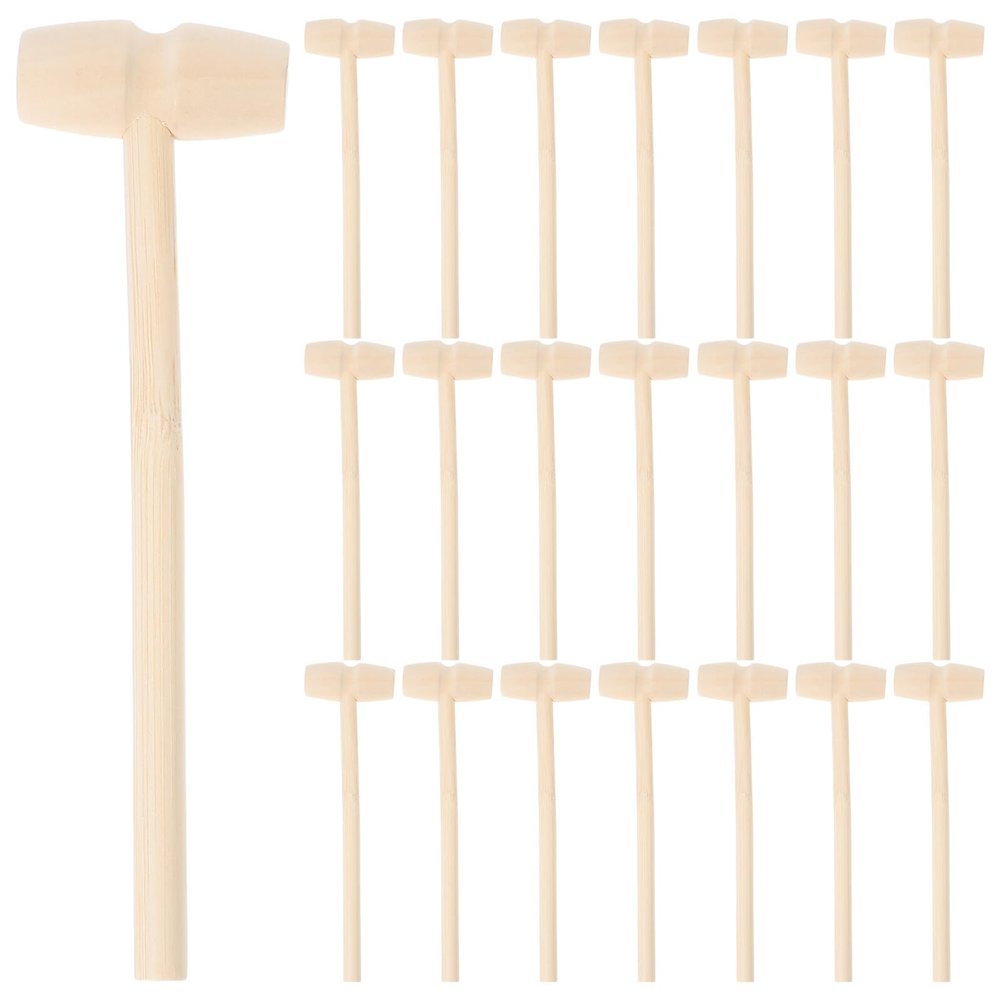 HOOTNEE 50pcs Small Wooden Hammer for Mini Educational Mallet Safe Creative Pounding Tool for Motor Skill Development at Home and School
