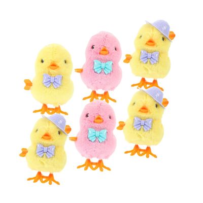 FUNOMOCYA 6Pcs Wind-up Plush Chicken Easter Jumping Clockwork Fuzzy Chicks for Boys Safe and Fun Basket Fillers