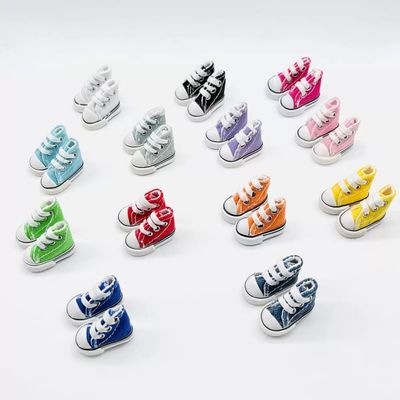 12 Pairs Mini Canvas Sneakers for Fingerboard, Mixed Colors High Top Style Shoes, 3.5cm Length, Realistic Design for Tech Deck and Doll Accessories