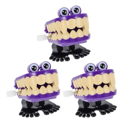 Outanaya 3pcs Wind-up Educational Walking Teeth Adorable Festival Playthings for Boys and Creative Bouncing Teeth Models for Enhancement Random Color