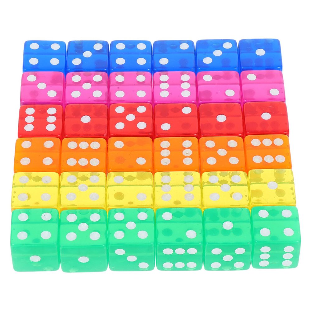 BESPORTBLE 36pcs Transparent Acrylic Dice Set for Board Games and Math Teaching Straight-Edged Dice for Classroom Use Party Activities Educational Counting Tools