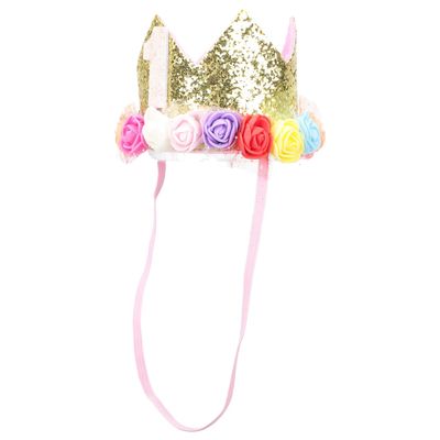Abaodam Colorful Birthday Crown Hat with Glitter Sequin Flowers Birthday Party Favor for Boys and Adorable Photo Prop and Festive Decoration