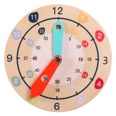 TOYANDONA Colorful Wooden Clock for Educational Teaching Plaything Early Learning Cognitive Clock for Preschool Hand-Eye Coordination Development