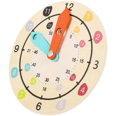 Abaodam Colorful Wooden Clock for Educational Learning and Color Cognition Safe Smooth Edges Simulated Clock Model for Early Childhood Development and Habit Formation
