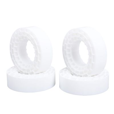 SPYMINNPOO 4pcs Wheel Tire Inserts, 1.55 Inch Silicone Tire Foam Double Layer Hollow Tires Inserts for RC Car Accessories (White)