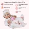 ALDYOK Lily Mae Reborn Baby Doll  18" Realistic Weighted Fabric Body with Hand-Painted Hair & Soft Vinyl Limbs, Magnetic Pacifier, Bottle & Outfit  Lifelike Reborn Doll Toy for Kids Ages 3+ view 3