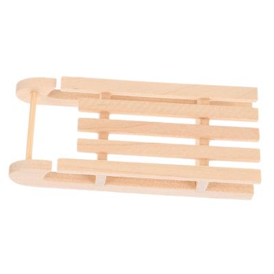 Abaodam Scale Wooden Miniature Sled for Dollhouse Christmas Scene Model DIY Paintable Rustic Snow Sleigh Ornament Craft Accessory for Mini Figurines and Home Layout Decor