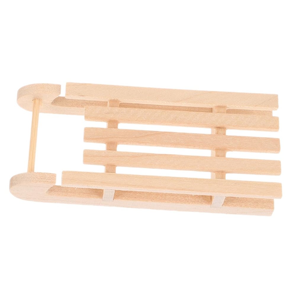 Abaodam Scale Wooden Miniature Sled for Dollhouse Christmas Scene Model DIY Paintable Rustic Snow Sleigh Ornament Craft Accessory for Mini Figurines and Home Layout Decor