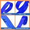 16.5ft Build Anywhere Portable Race Track with Suction Cups - Flexible Roll-Up Design Fits 1/64 Scale Cars, Portable Toy Gift for Kids 4+ Year Old (3 Tracks/Blue) view 3