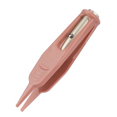 Baby Cleaning Tweezer LED Light Forcep Premium Safe Durable Stainless Steel Plastic Multi Purpose Tool for Ear Nose Navel Eye Removal 3.7 Inch