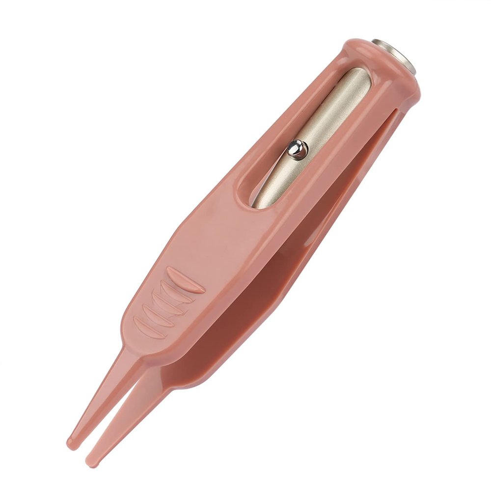 Baby Cleaning Tweezer LED Light Forcep Premium Safe Durable Stainless Steel Plastic Multi Purpose Tool for Ear Nose Navel Eye Removal 3.7 Inch