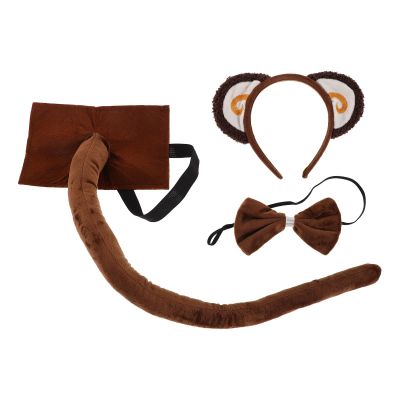 1 Set Monkey Costume Accessories Kids: Including Animal Ears Headband Tail & Bow Tie  Cute Animal Cosplay Kit for Jungle Party Makeup