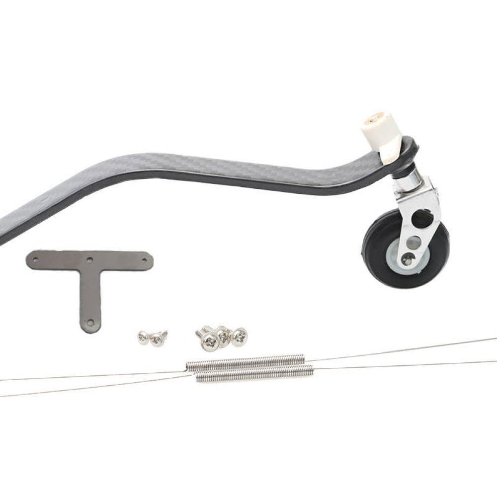 1Set Universal Fit Carbon Fiber Tail Wheel Bracket Landing Gear With Steering T-arm Compatible With 26CC 50CC 100CC Engine RC Fixed Wing Aircraft DIY Part Aftermarket Replacement(100CC)