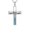 Cargari Mountain Cross Necklace Sterling Silver Turquoise Mountain Pendant Nature Cross Necklace Jewelry Hiking Gifts for Women view 1