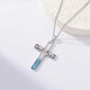 Cargari Mountain Cross Necklace Sterling Silver Turquoise Mountain Pendant Nature Cross Necklace Jewelry Hiking Gifts for Women view 3