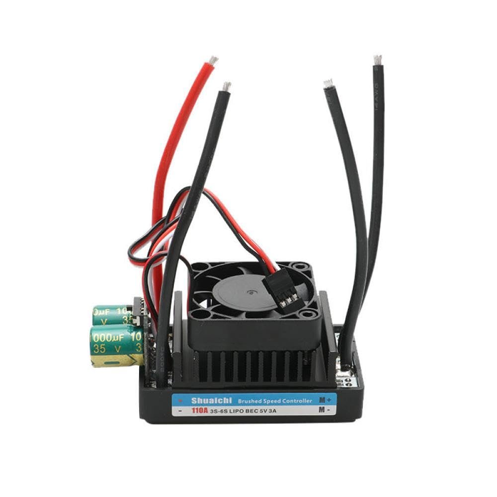 1PC DIY RC Mower Motor Speed Controller 12V 24V 110A Dual-Way Brushed ESC 1000W with Cooling Fan 5V3A UBEC Compatible with Various RC Models