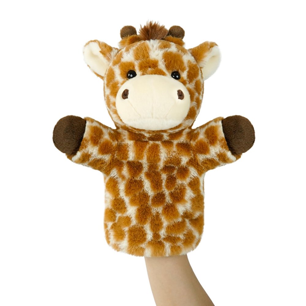 JUSTQUNSEEN Soft Hand Puppet Kids Adults Large Safari Animal for Story Time Teaching Educational Toy Adult Hands Fit Washable Stuffed Long Neck Giraffe