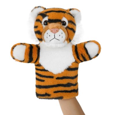 JUSTQUNSEEN Hand Puppet Realistic Plush Wild Cat Toy Preschool Education Classroom Supplies Stuffed Large Safari Animal Interactive Role Play Tiger Puppet