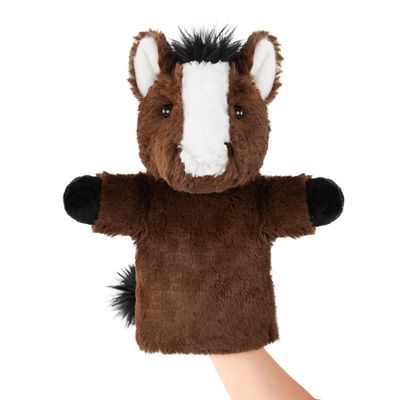 JUSTQUNSEEN Animal Puppet Large Farm Themed Toy for Creative Play Adult Size Stuffed Interactive Role Play Educational Storytelling Brown Horse