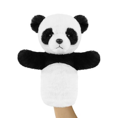 JUSTQUNSEEN Soft Animal Hand Puppet Preschool Learning Toy Washable Black White Stuffed Story Time Family Fun Interactive Role Play Gift Panda