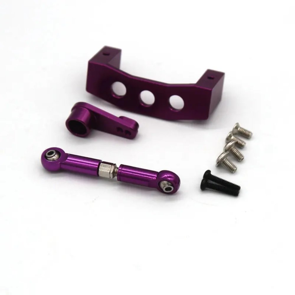 for Wltoys 144001 144010 124016 124017 124018 124019 Metal Steering Gear for Seat Tie Rod RC Remote Control Car Parts Replacement RC Car DIY Parts(Purple)