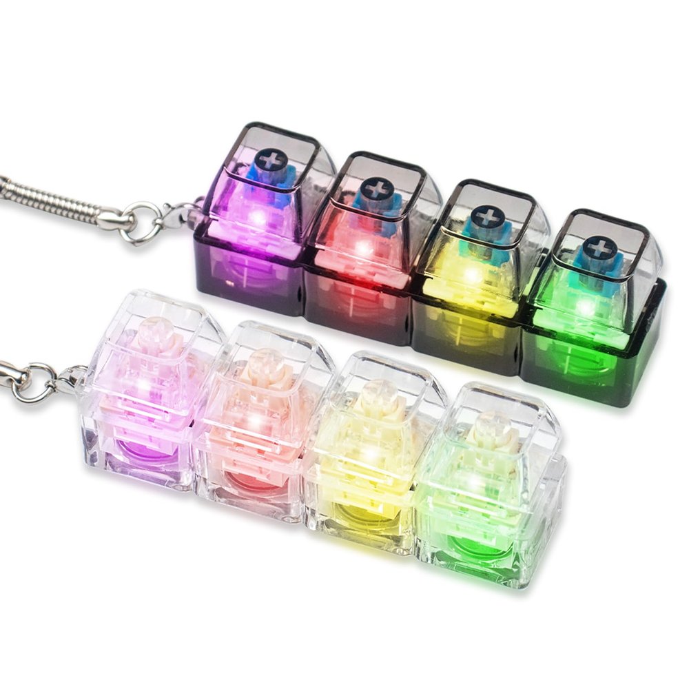 2Pcs Keyboard Fidget Toy for Adults Clicker Keyboard Light Up, Creamy & Clicky Keyboard Fidget Keychain Adults Keyboard Clicker Sensory Toys for Anxiety Stress Relief, White