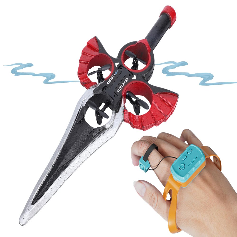 Dpofirs Flying Sword RC Airplane, Gesture Sensing Remote Control Plane, with LED Light, 3D Stunt Flip, Lightweight Foam Flying Toy, for Kids & Adults, Red